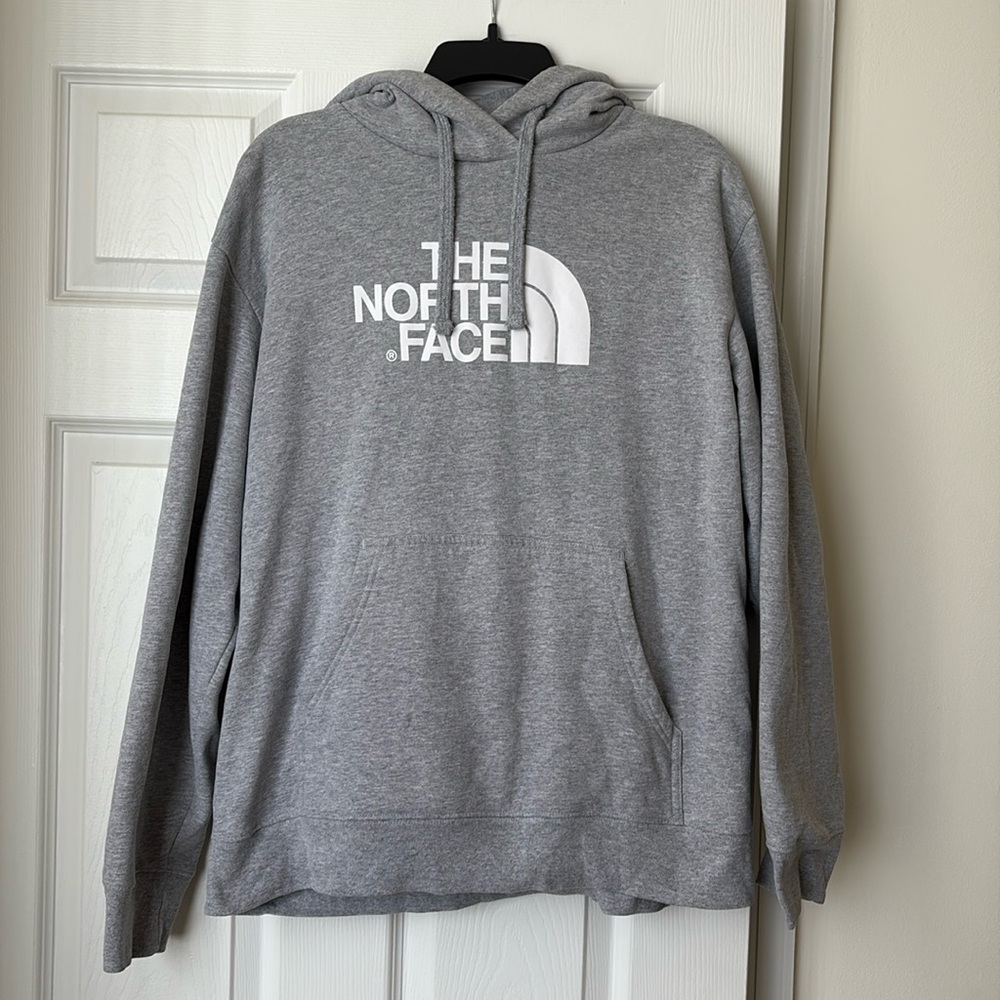 Mens used North face hoodie in grey size Large